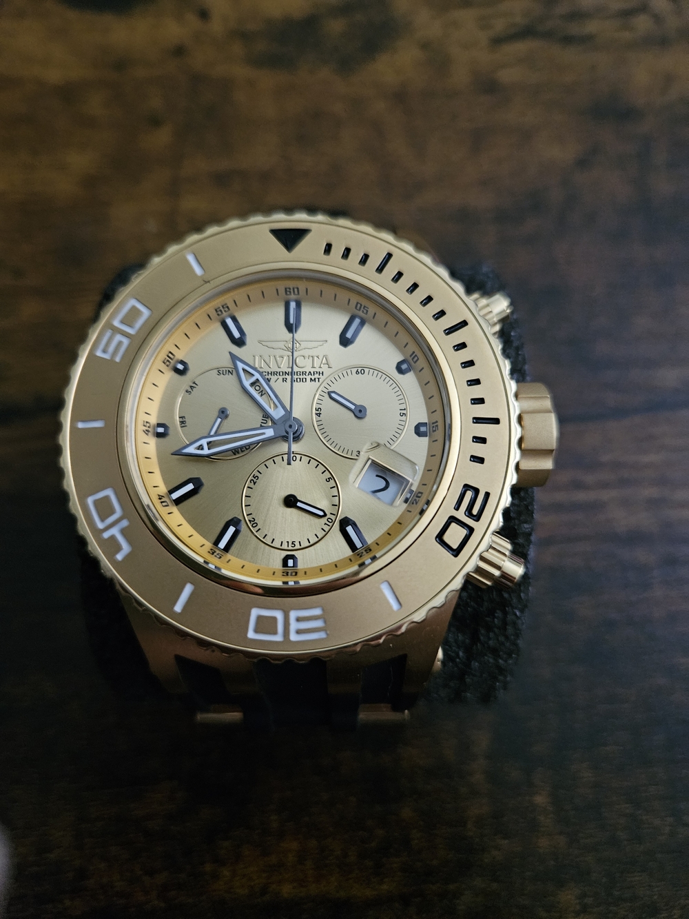Invicta Men’s Gold Dive Chronograph Watch with Black Accents